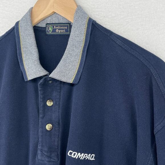 COMPAQ Computers Shirt Mens XL ANDREWS SPORT Polo Golf Pique Cotton Blue - Picture 6 of 13